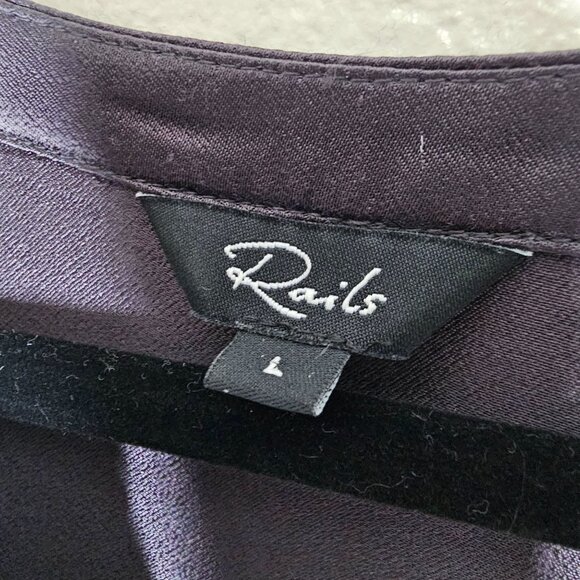 Rails Large Grey Satin Blouse Reiss Mandarin Collar Popover Office Minimalist - Picture 5 of 7